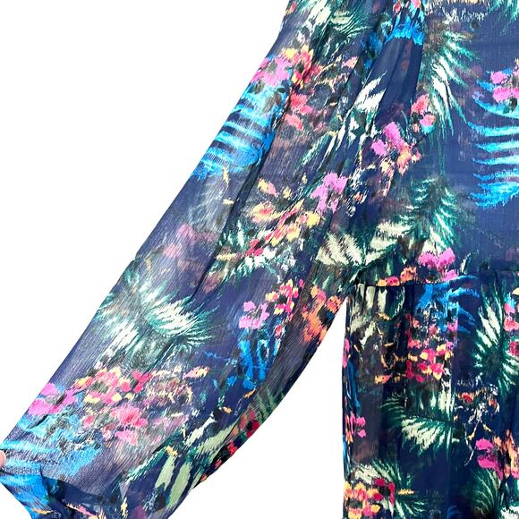 Anna Kay Rachel sheer navy floral print  dress - Picture 2 of 7